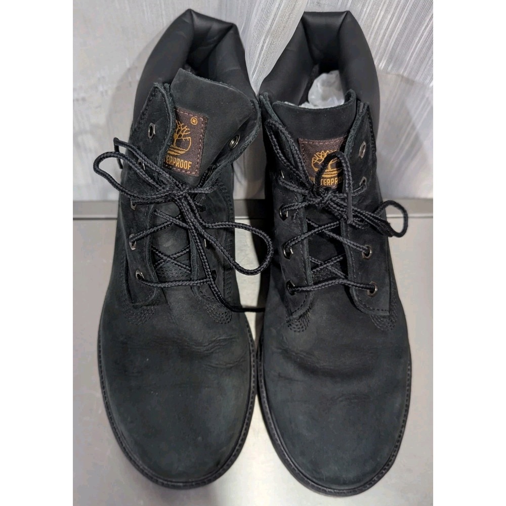 Timberland Premium 6" Waterproof Black Nubuck Leather‎ Insulated Boots Boys 5.5